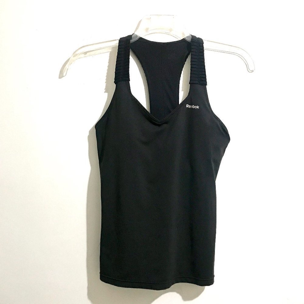 REEBOK Black Razor Back Black Tank Top Stretch
